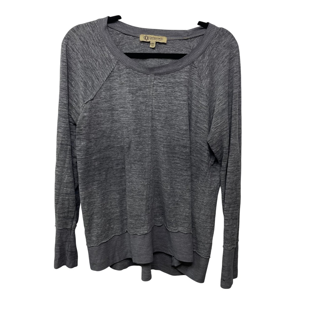 Democracy Gray Burnout Long Sleeve Top Exposed Seams Grunge Y2K Vibes Womens XL
